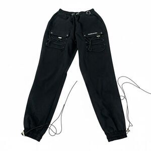 Maniere de Voir Jogger Cargo Pants Women's Size 8 Goth Punk Black Pull On EUC